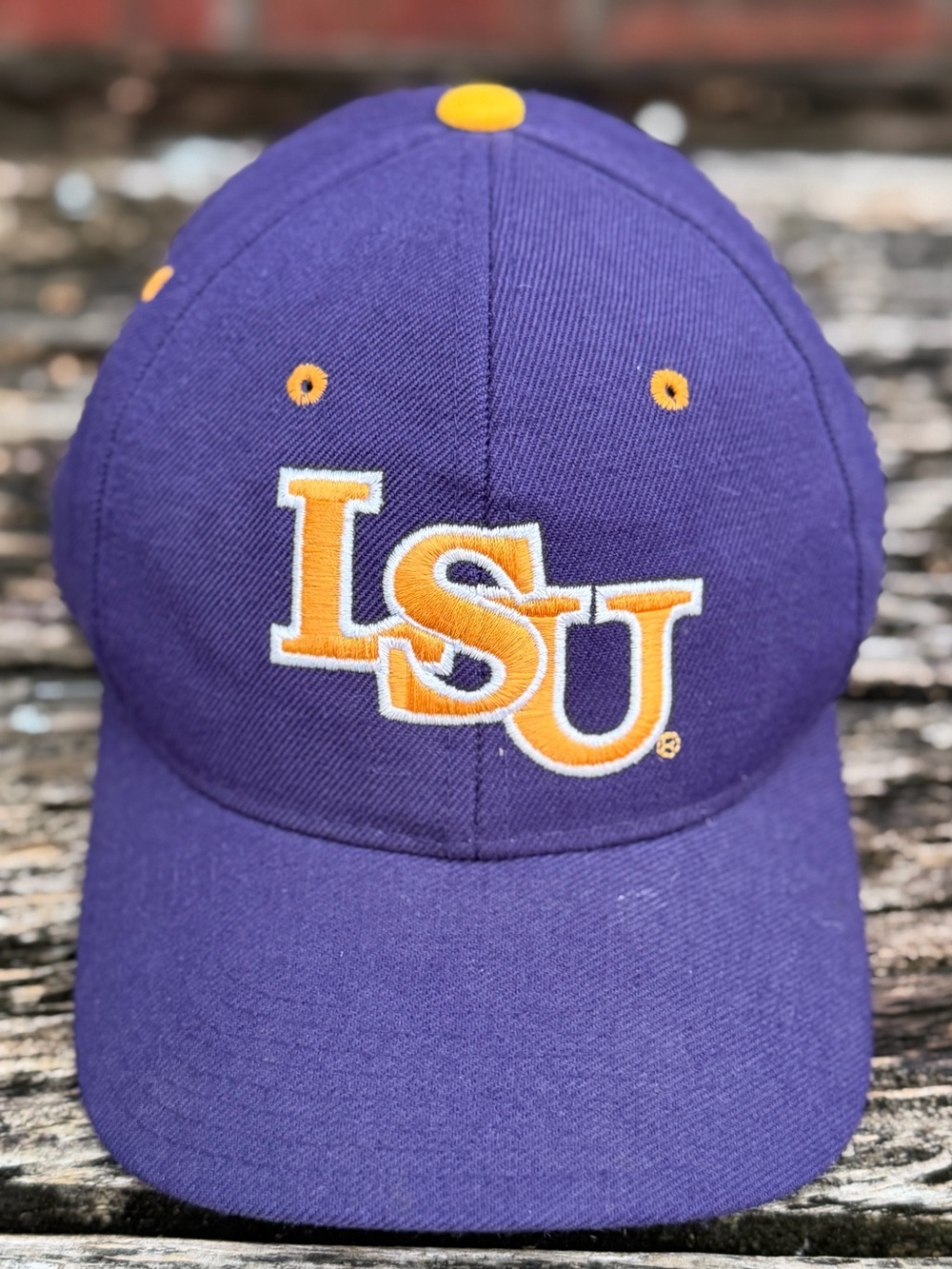 Vintage ZephyrGrafX LSU Tigers Fitted 7 3/8” Purple and Gold Baseball Cap Hat M1